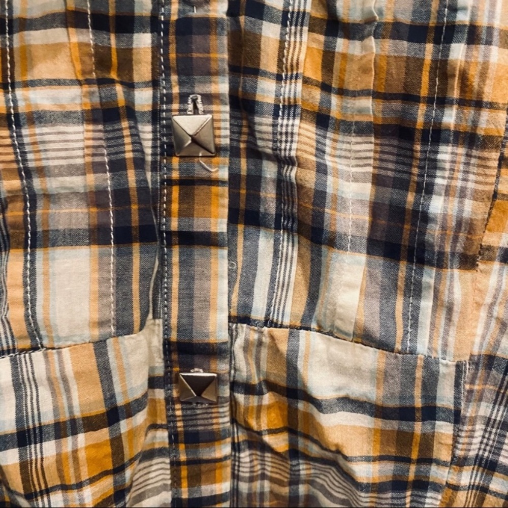 Torrid Ruffled Plaid Button Down - image 4